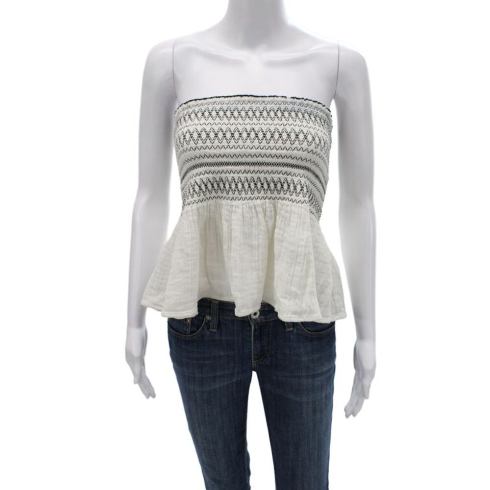 Mes DeMoiselles Paris Women Cropped White Off Shoulder Sleeveless Blouse Size 34